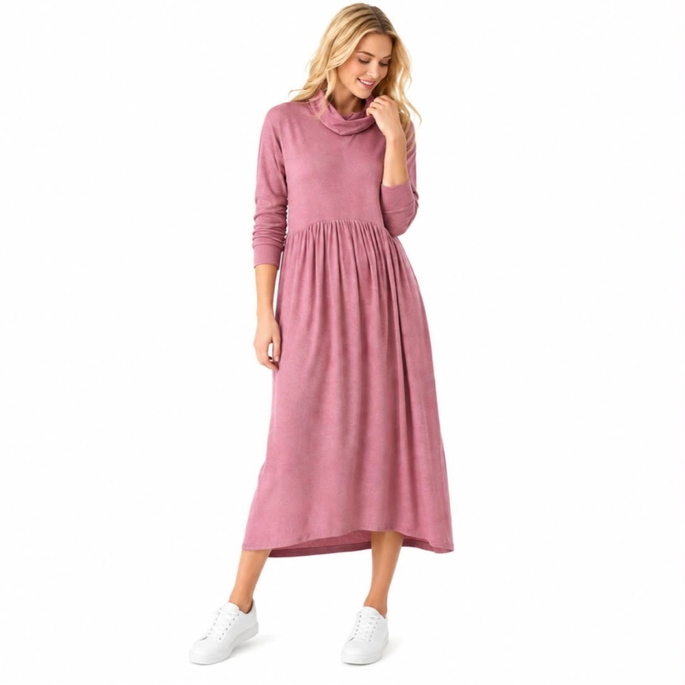 Anthropologie Dolan Pink Cowlneck Maxi Dress Ribbed Alissa Size Extra Small XS
